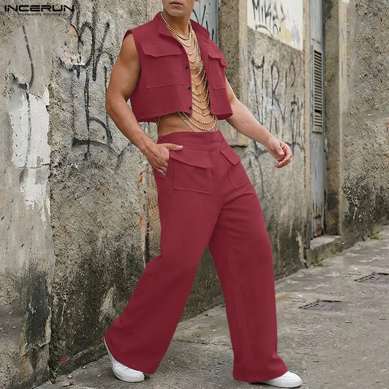 Men'S Fashion Tips - INCERUN Men Sets Solid Sleeveless Crop