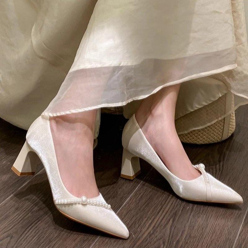 Mens Fashion Modern - Elegant Pearl Embellished Pointed Toe Block