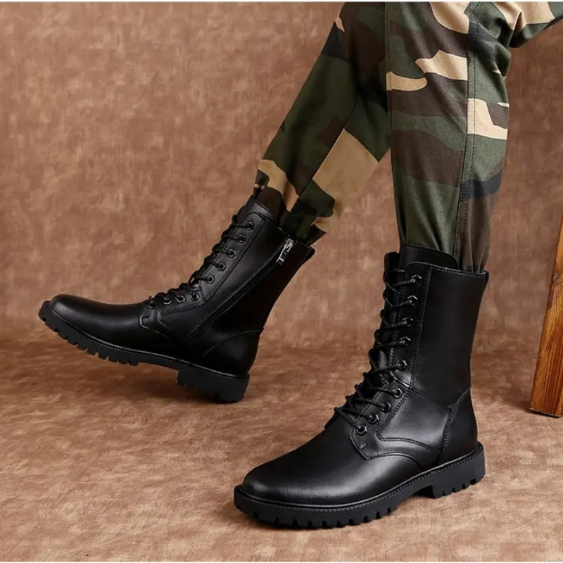 Men Mid Calf Leather Combat Bo - огляд і ціна Mens Fashion Combat Boots