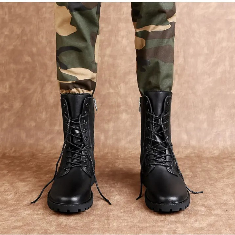 Men Mid Calf Leather Combat Bo - огляд і ціна Mens Fashion Combat Boots