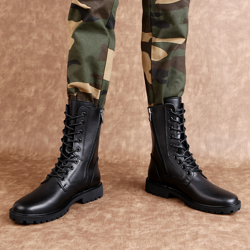 Men Mid Calf Leather Combat Bo - огляд і ціна Mens Fashion Combat Boots