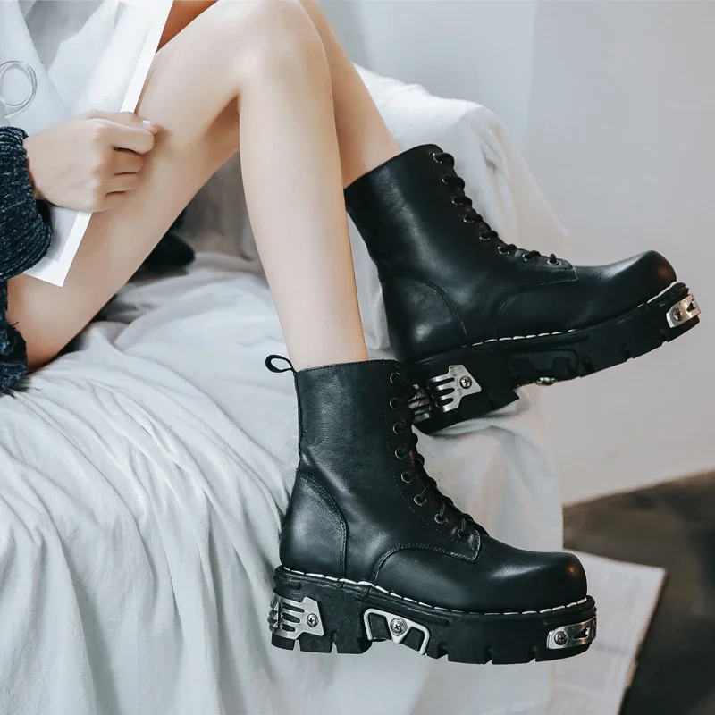 New Fashion Punk Men's Genuine - огляд і ціна Mens Fashion Combat Boots