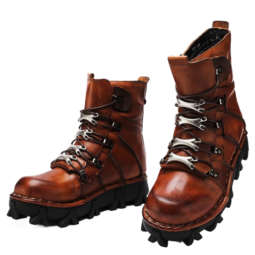 Fashion Men's Cowhide Genuine  - огляд і ціна Mens Fashion Combat Boots