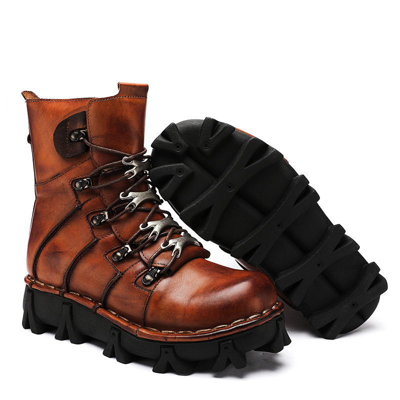 Fashion Men's Cowhide Genuine  - огляд і ціна Mens Fashion Combat Boots
