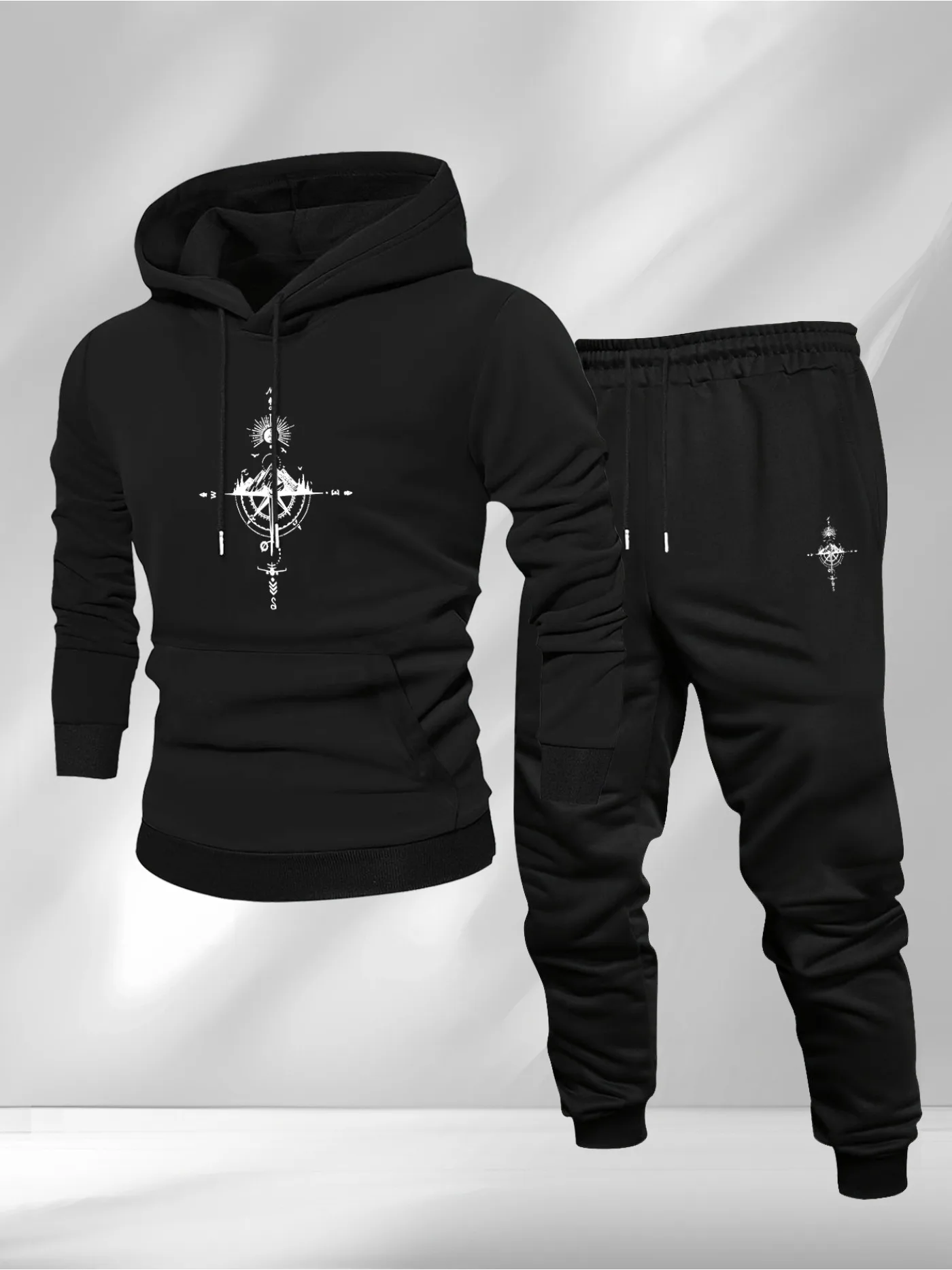 Vintage Compass Print Hoodie a - огляд і ціна Mens Fashion Vintage
