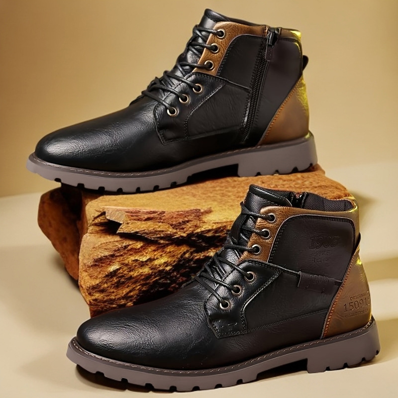 Leather Men Ankle Boots Plus S - огляд і ціна Mens Fashion Combat Boots