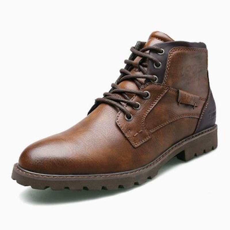 Leather Men Ankle Boots Plus S - огляд і ціна Mens Fashion Combat Boots