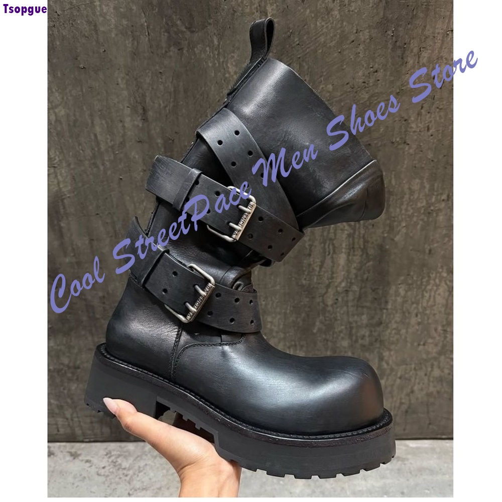 Multi Buckle Platform Ankle Co - огляд і ціна Mens Fashion Combat Boots