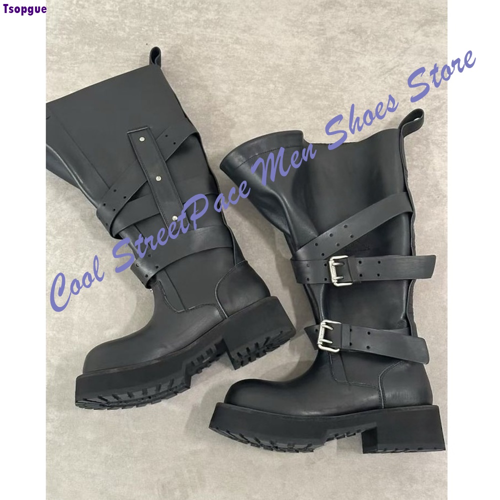 Multi Buckle Platform Ankle Co - огляд і ціна Mens Fashion Combat Boots