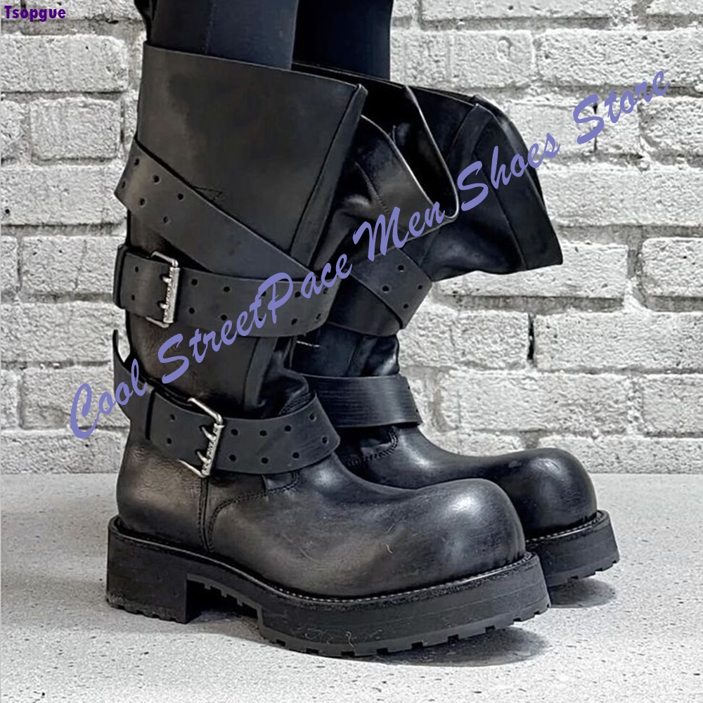 Multi Buckle Platform Ankle Co - огляд і ціна Mens Fashion Combat Boots