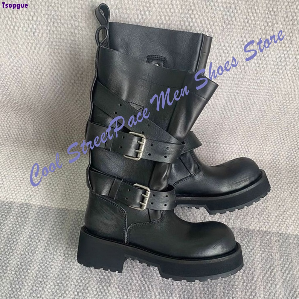 Multi Buckle Platform Ankle Co - огляд і ціна Mens Fashion Combat Boots