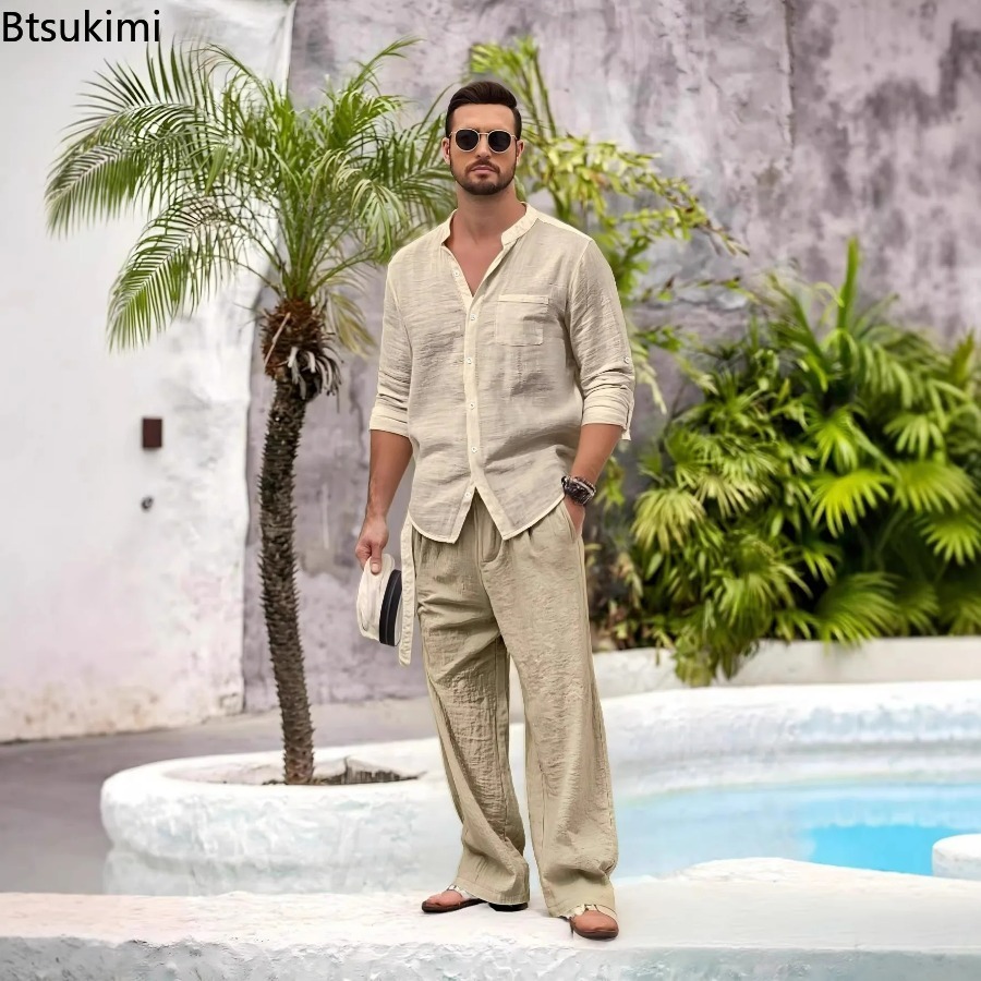 New Men's Casual Cotton Linen  - огляд і ціна Mens Fashion Modern