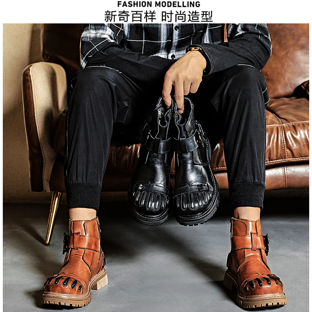 New Fashion Men's Genuine Leat - огляд і ціна Mens Fashion Combat Boots