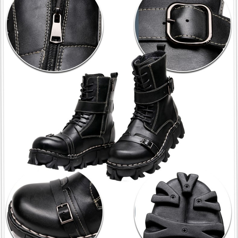 Fashion Men's Genuine Leather  - огляд і ціна Mens Fashion Combat Boots