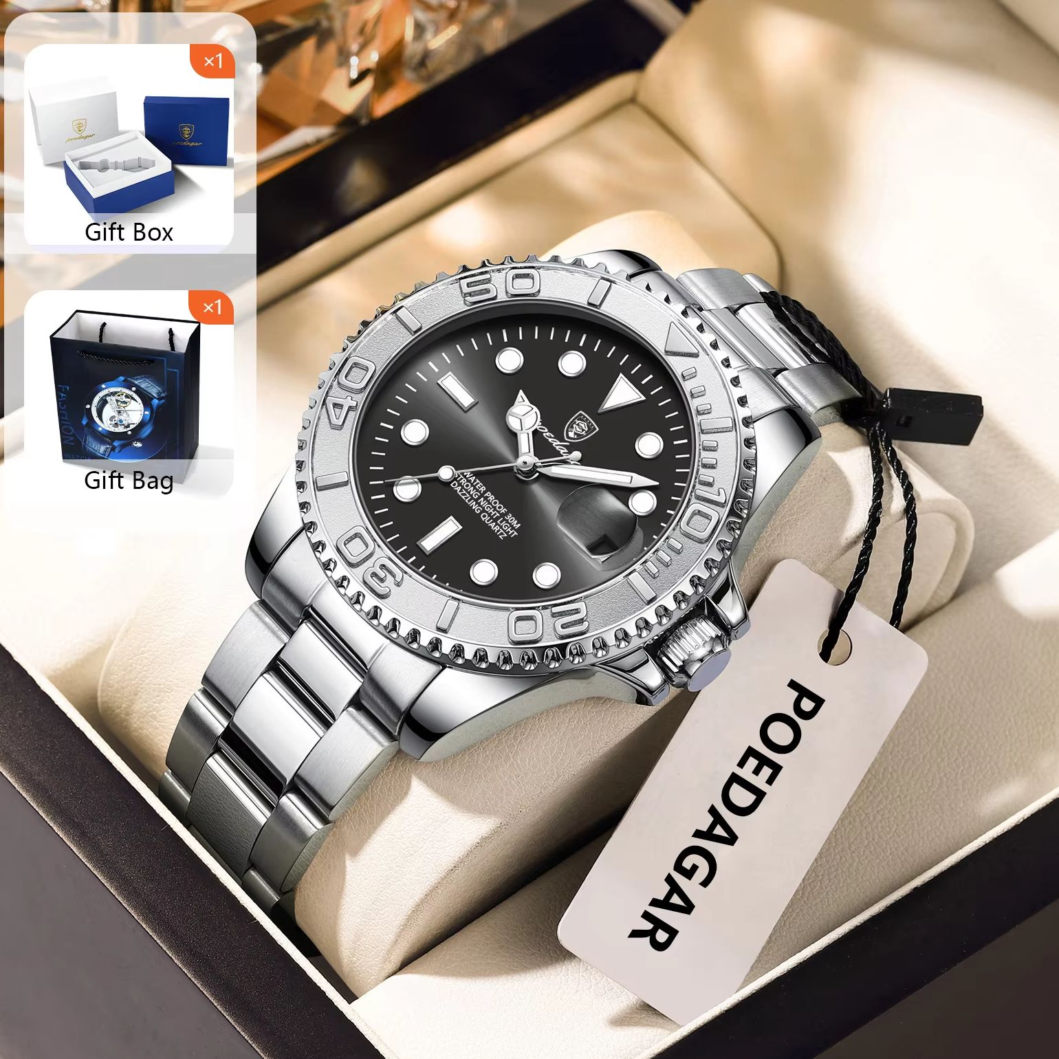 POEDAGAR Fashion Male Watch Lu - огляд і ціна Men'S Fashion Box