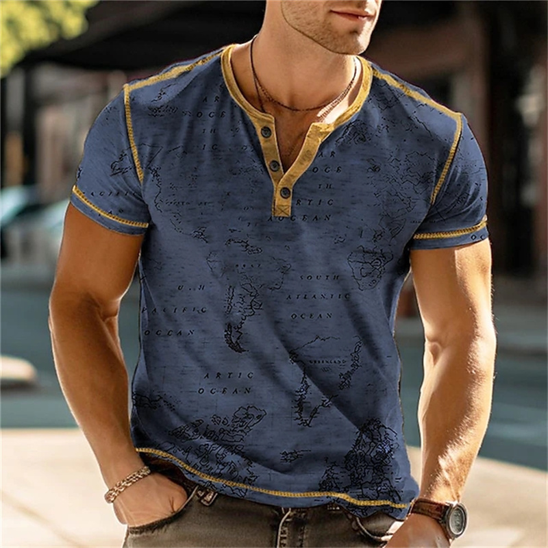 Men's Henry Shirts Funny 3D Pr - огляд і ціна Mens Fashion Vintage