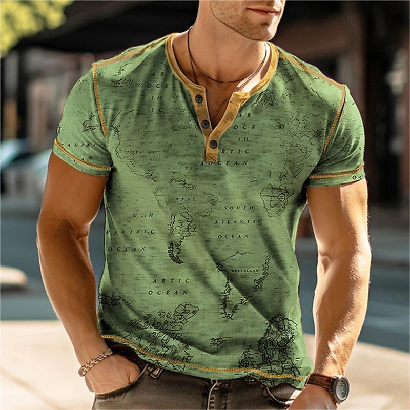 Men's Henry Shirts Funny 3D Pr - огляд і ціна Mens Fashion Vintage