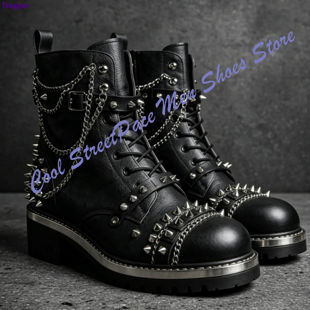 Punk Gothic Ankle Boots Men Me - огляд і ціна Mens Fashion Combat Boots