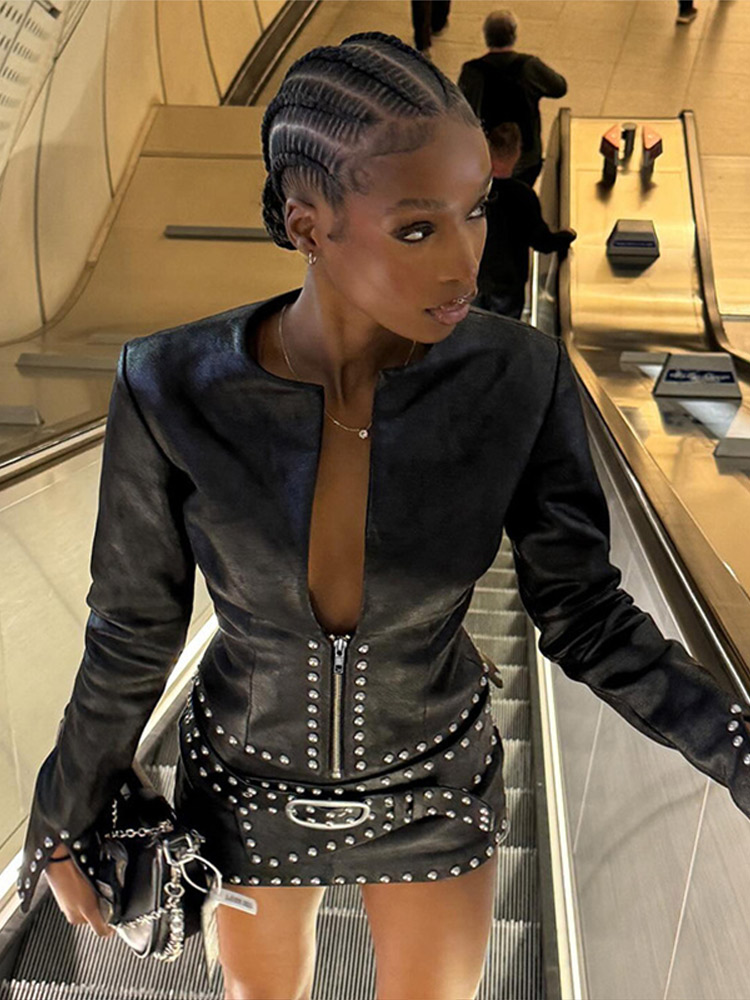 Y2k Leather Skirt Set Women Ri - огляд і ціна Men'S Fashion Outfits 2026