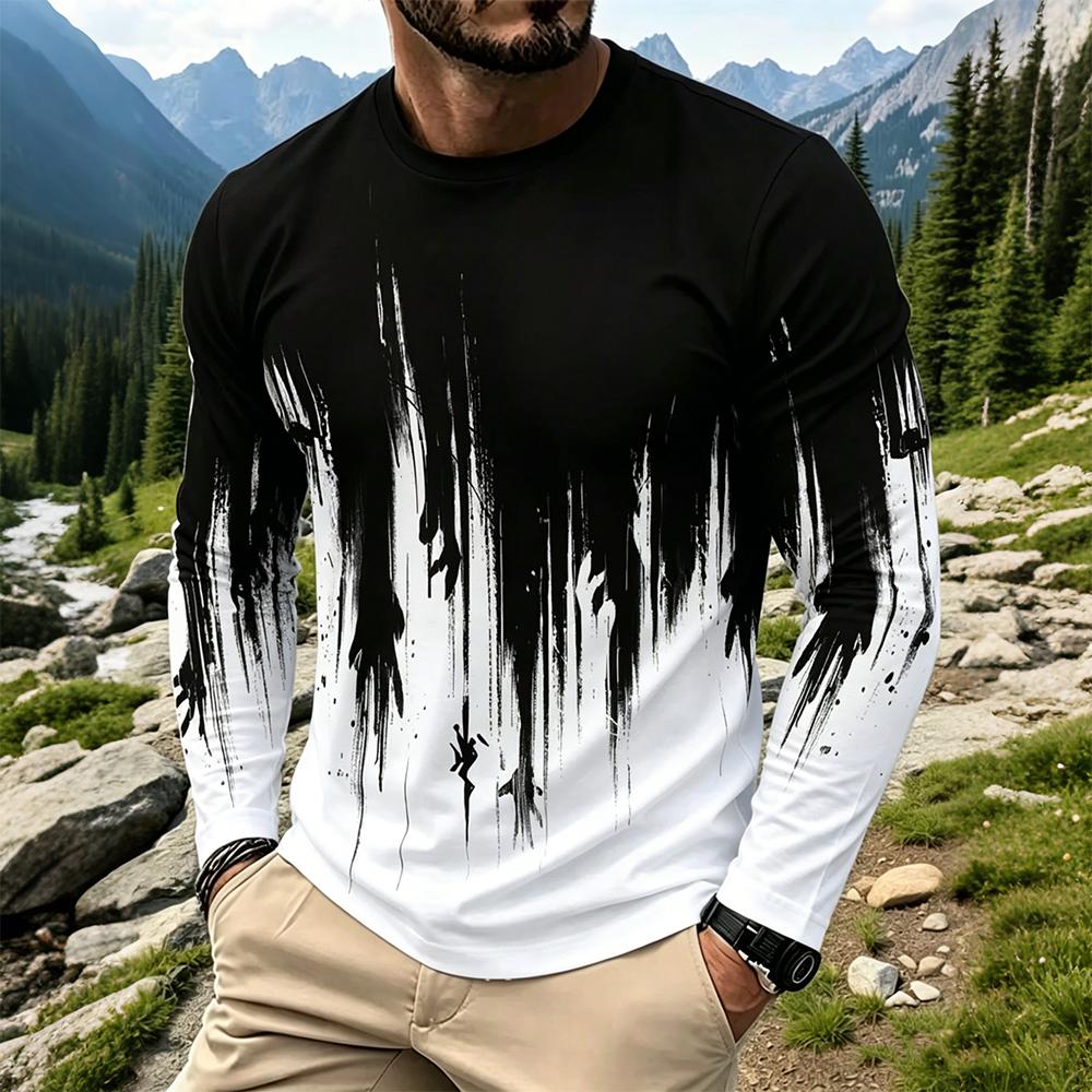 Men's Gradient Ink Splash Long - огляд і ціна Fashion Mens Shirt