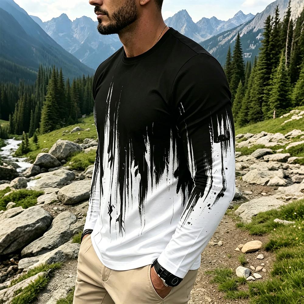 Men's Gradient Ink Splash Long - огляд і ціна Fashion Mens Shirt