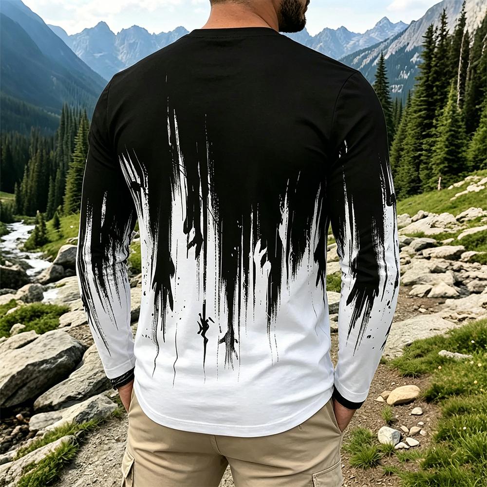 Men's Gradient Ink Splash Long - огляд і ціна Fashion Mens Shirt