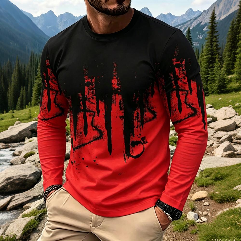 Men's Gradient Ink Splash Long - огляд і ціна Fashion Mens Shirt