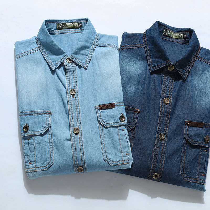 New Fashion Men Light Blue Lon - огляд і ціна Jeans Shirt Fashion For Men