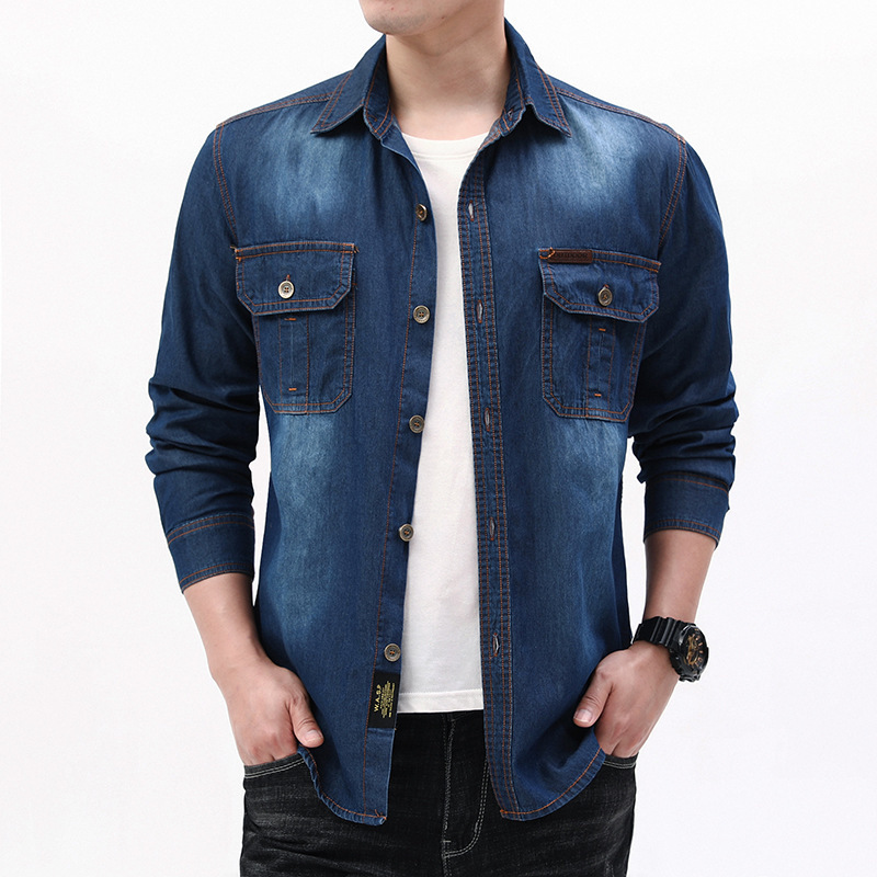 New Fashion Men Light Blue Lon - огляд і ціна Jeans Shirt Fashion For Men